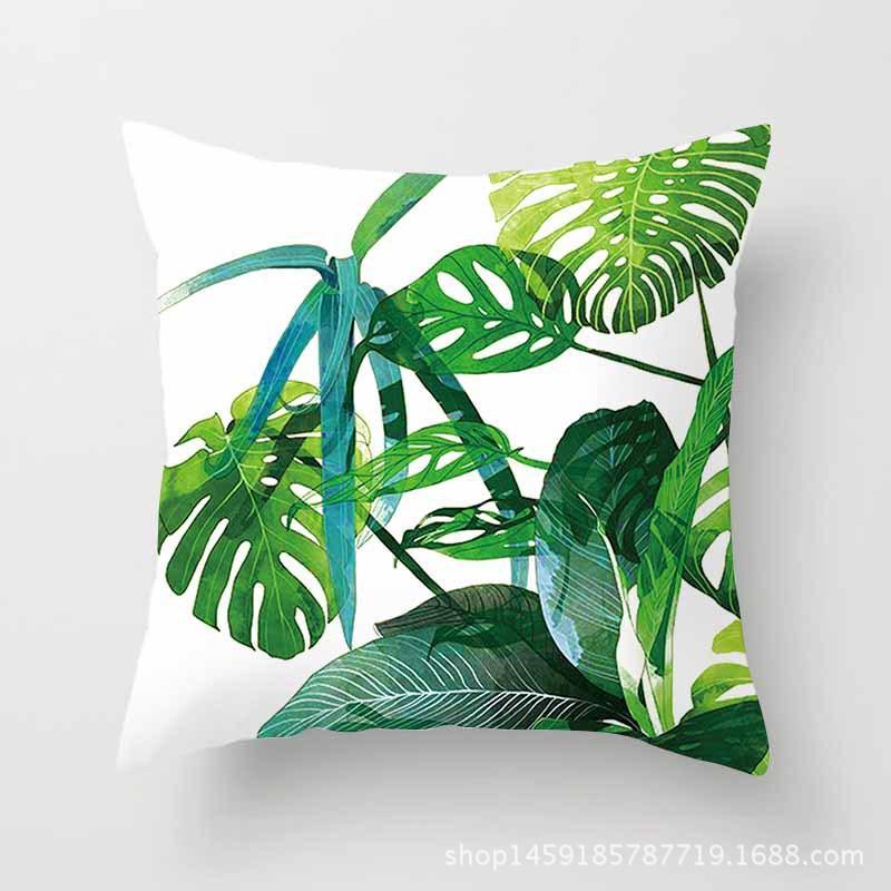Fashion Tropical Plant Polyester Pillow Case Office Fabric Sofa Cushion Cover Home Polyester Pillow Case