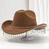 Unique Sweet Party Hat With Square Rhinestone Chain Tassel Music Events
