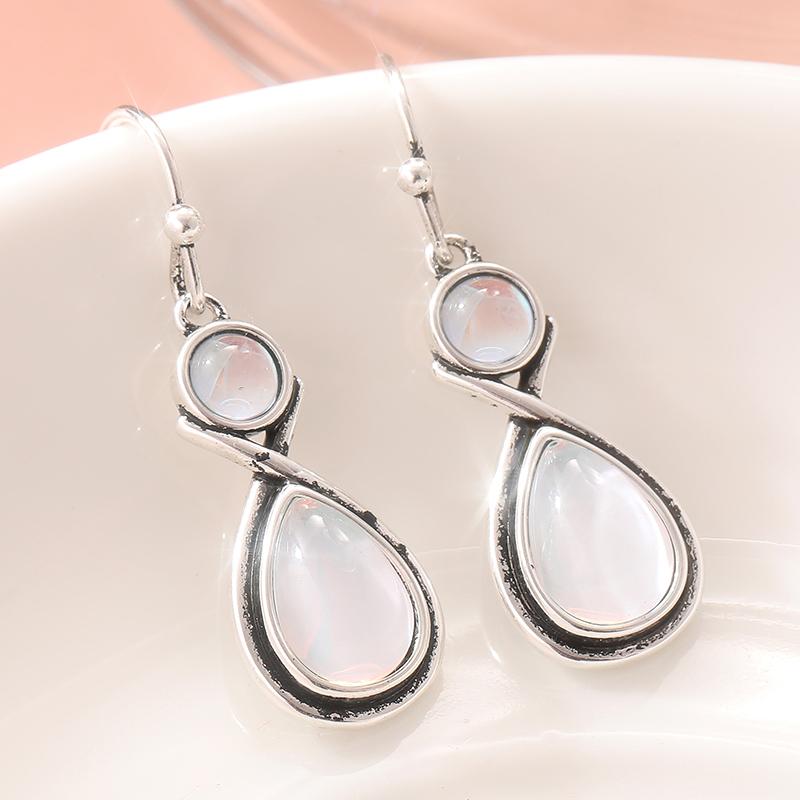 Rainbow Moonstone Earrings Irridescent Zircon, Dangly Earrings, Wedding Jewelry