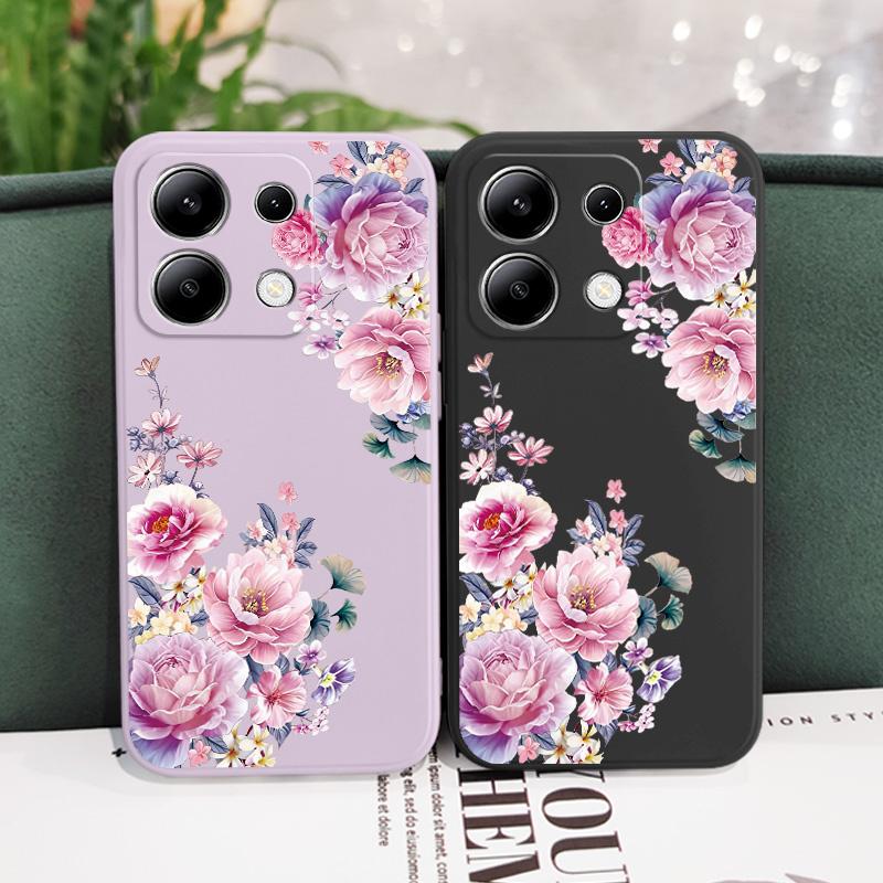 Satin Brocade Phone Case For Xiaomi Redmi Note 14 13 12 12S 11 11S 10 10S 9 9S Pro Plus 4G 5G Liquid Silicone Cover