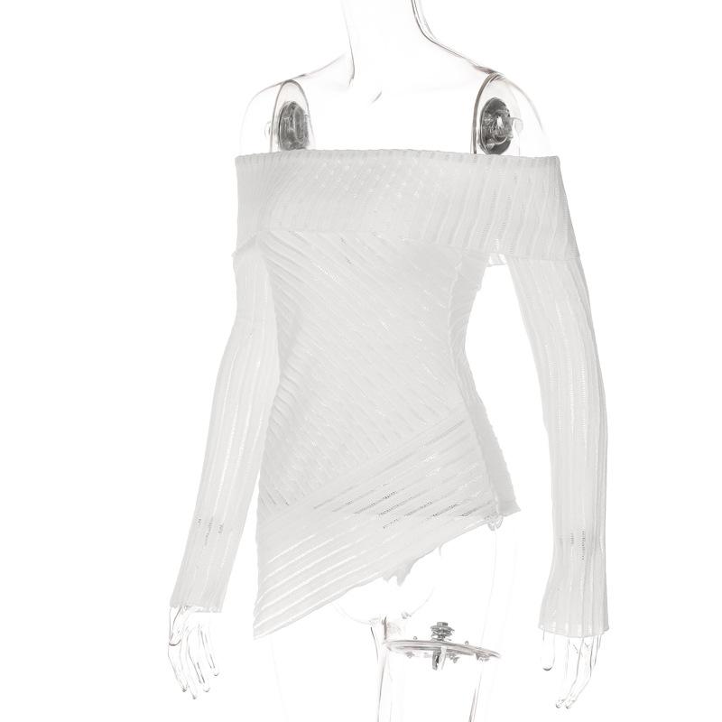 Women Sexy One Off Shoulder Basic Top Long Sleeve Sexy Top Y2K Slim T-Shirts