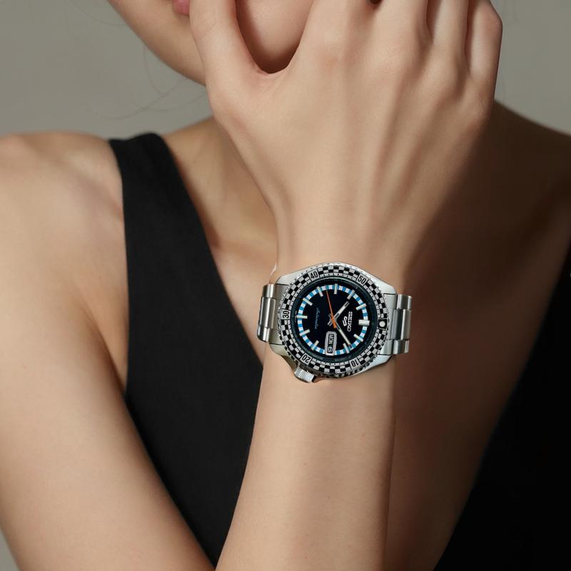 SEIKO 5 SPORTS series 100 meters waterproof Automatic Steel Strap 42.5mm same style for men and women black dial SRPK67K1