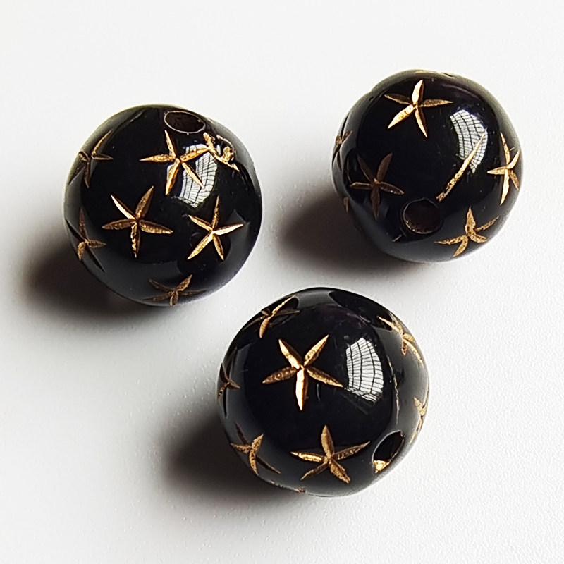 Acrylic Gold Star Round Beads for DIY Jewelry Making