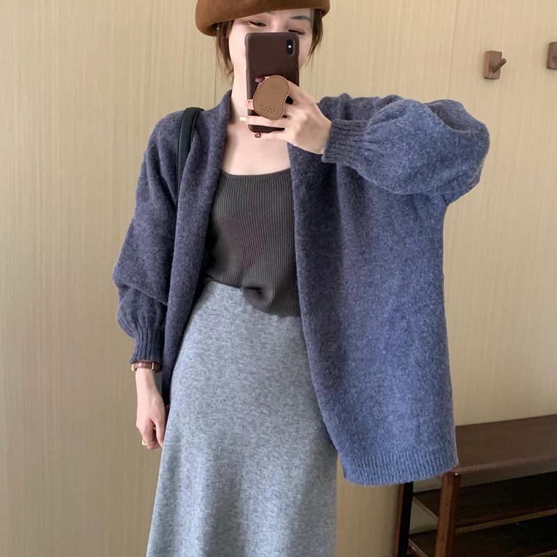 

Women s Trendy Loose Knit Top: Thickened Spring Outerwear for a Slim, Relaxed Fit One Size сірий колір