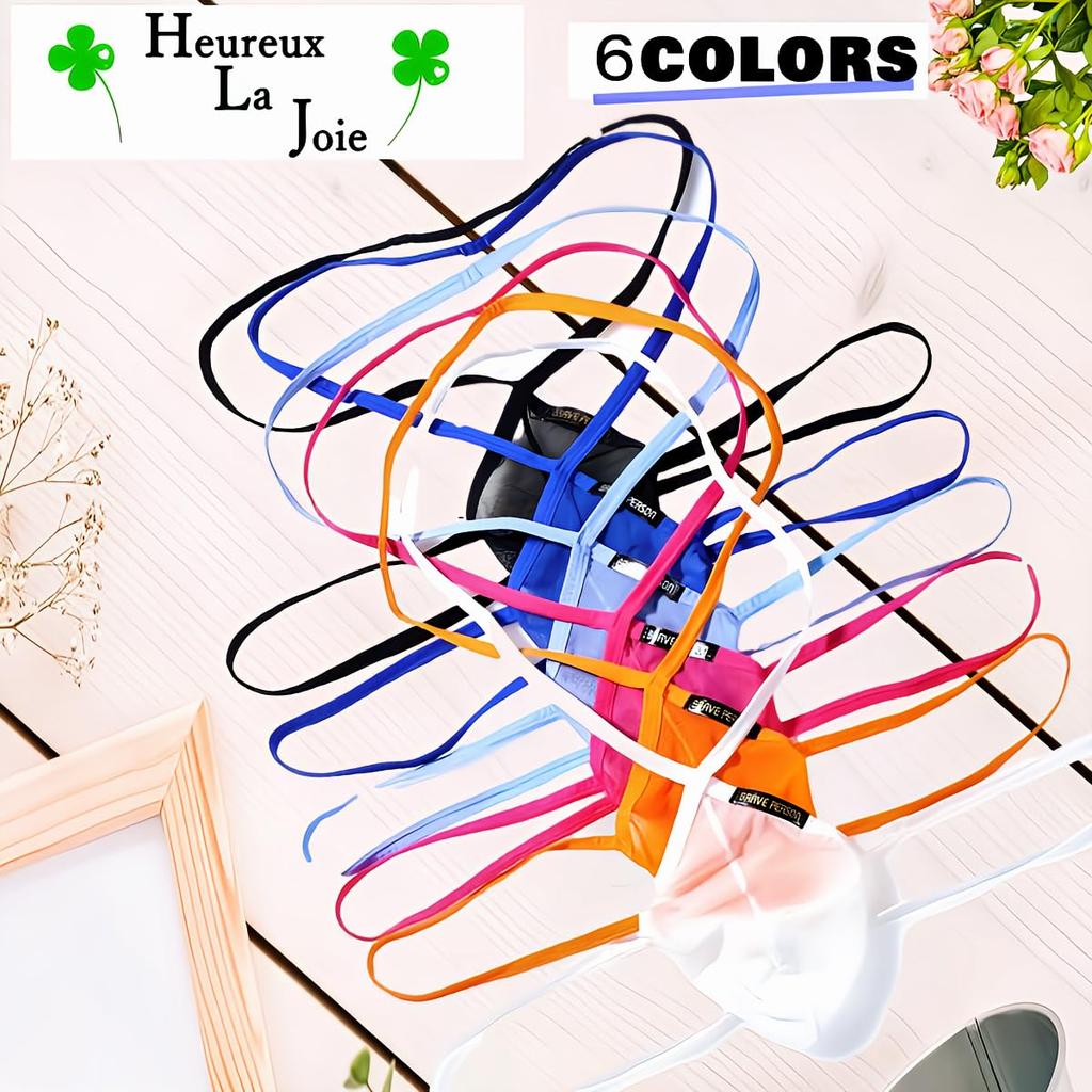 Heureux La Joie Men's Y-Back T-Back Jockstraps with Cups for Front Encasement (JP, Alphabet, M, Sky Blue)