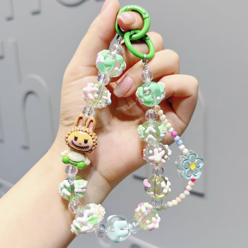 Adorable Cartoon Sanrio Handmade Beaded Mobile Phone Chain Keychain Cute Bag Pendant