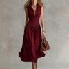 Frühling neue französische Temperament elegante Muse Ventilator schlank schlank schlank Revers ärmelloses langes Kleid Damenbekleidung
