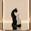 Abstract Black-and-White Cat Couple Sculpture: Modern Romantic Animal Statue for Home Decor and Artistic Ornament