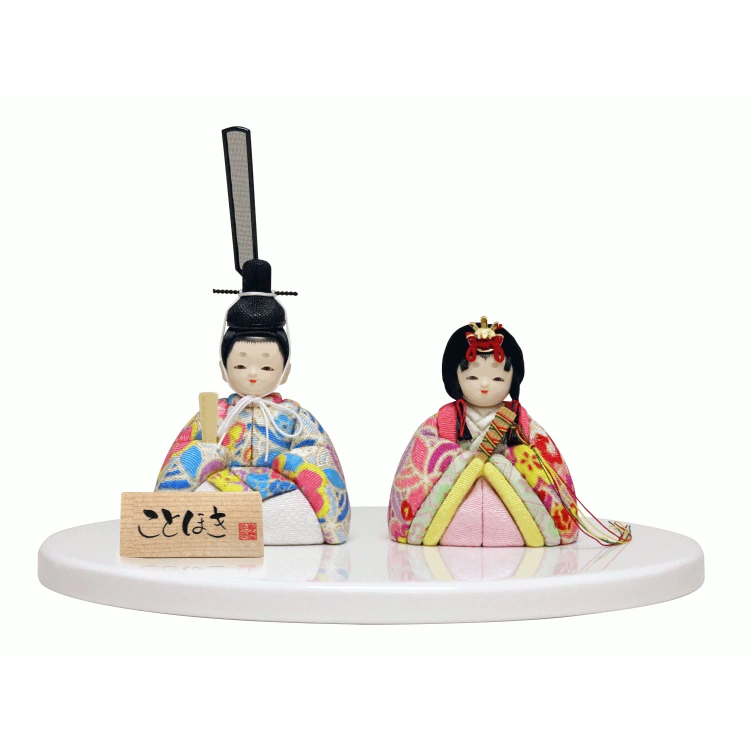 

Hina Wooden Doll by Kotohoki Single Doll with Round Doll, Kanna, Tray, White, KTH-3201A1