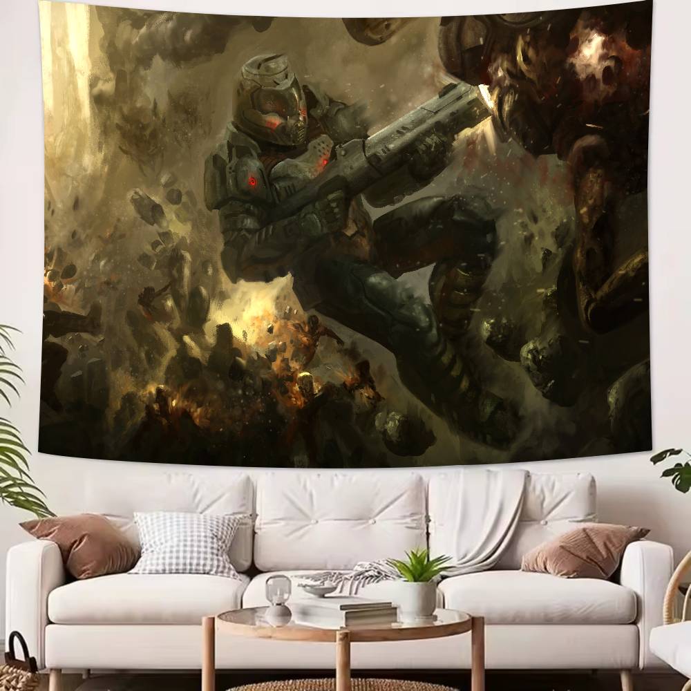 Large Cool FPS Video DDoomS Gaming Tapestry Popular Room Decoration Wall Tapestry Art Room Home Decor Wall Art Decor
