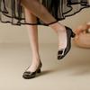 Lackleder quadratische Schnalle High Heels einzelne Schuhe dicker Absatz mittlerer Absatz quadratische Spitze flacher Ausschnitt Damenschuhe Pendelabsatz Damenschuhe