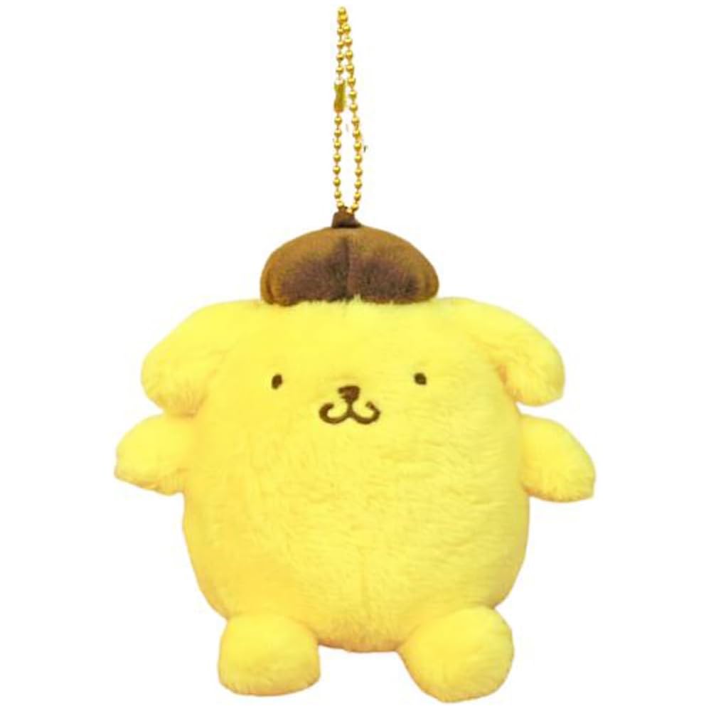 Nakajima Corporation Pom Pom Purin Plush Keychain Yellow 12x14x8.5cm Ball Chain Mascot