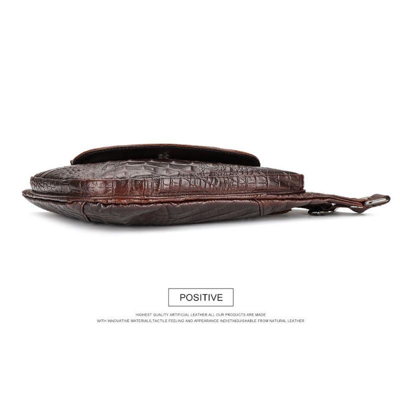 Herren Leder Brusttasche Alligator Dreieck schräge Umhängetasche lässige Top-Layer-Umhängetasche aus Rindsleder