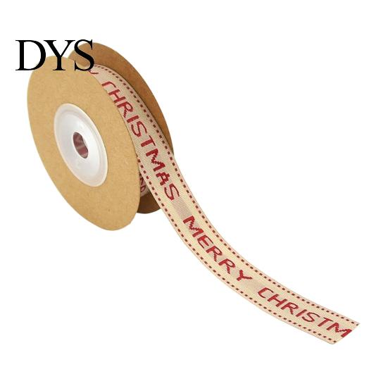 Christmas Gift Wrapping Ribbon Packaging Ribbon, Cotton And Faux Linen Decorative Fabric Roll for Holiday Red Beige Xmas Printed Wrapping, Floral
