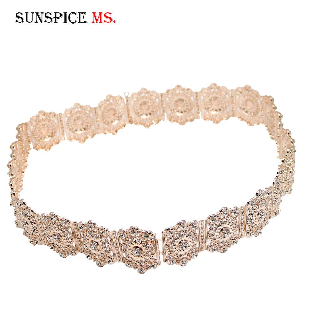 Gold Color Belt Wedding Jewelry Full Rhinestone Metal Waist Chain Bridal Bijoux Gift