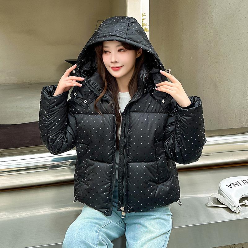 Down cotton jacket women's short 2025 new thickened shiny cotton jacket loose plus size padded jacket winter coat