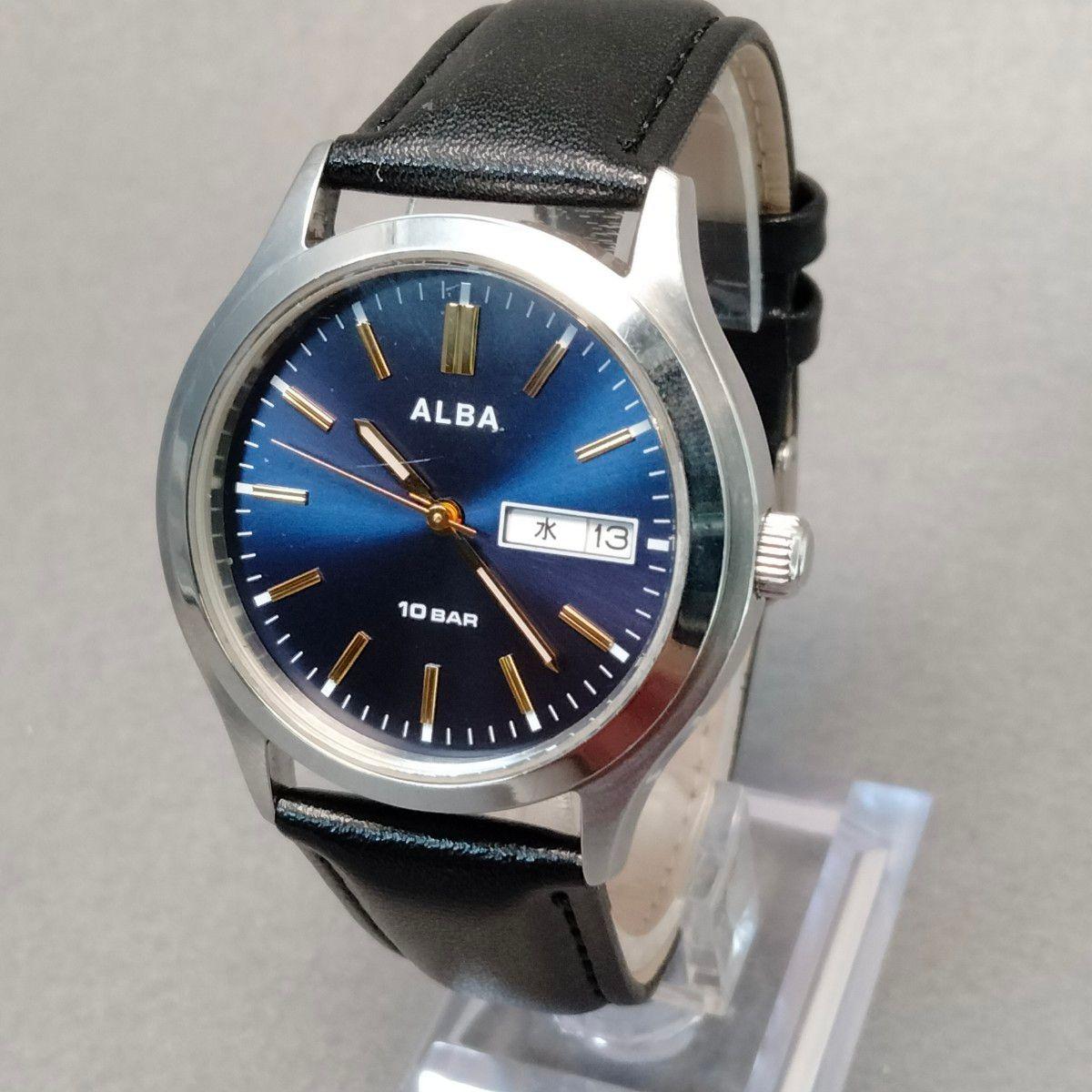 [Working Item] Seiko ALBA Alba Watch Blue Dial Day Date 10 ATM Water Resistant VJ43-KDH0 SEIKO Men s