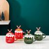 Creative Christmas Gift Ceramic Cup Cute Elk Mug Gift Water Cup with Lid Spoon Office Coffee Mug 400ml