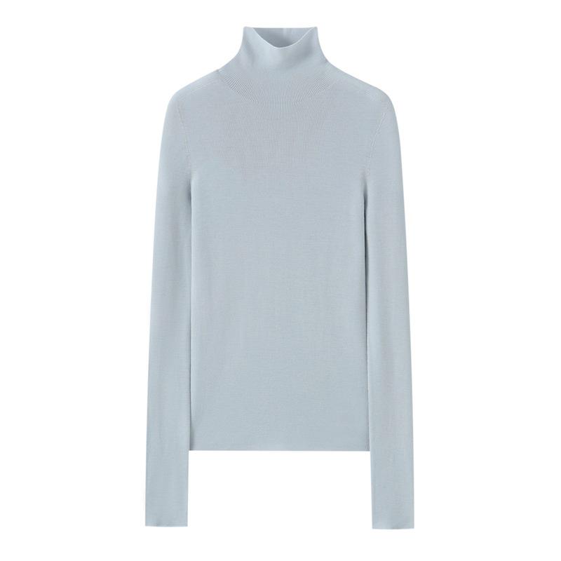 Women's Seamless Wool Turtleneck Knit Base Layer Shirt