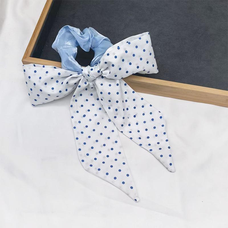 Printed Bow Hair Rope Elegant Ribbon Ponytail Hair Band For Women Sweet Rubber Band Hair Ring Fashion Headdress Hair Accessories