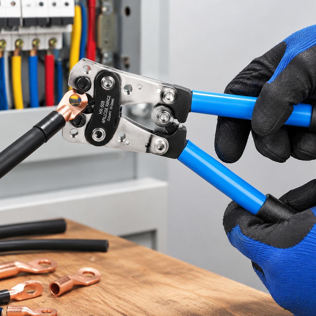 HX-50B High Carbon Steel Cable Crimping Pliers for 6-50mm^2 Terminals