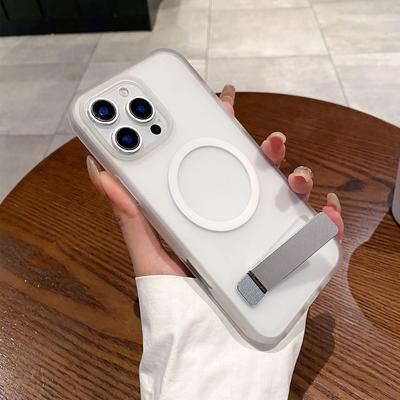 Matte Skin Feel One-line Stand for Apple Mobile Phone Protective Case Magnetic Phone Case High-end Mobile Phone Protective Case
