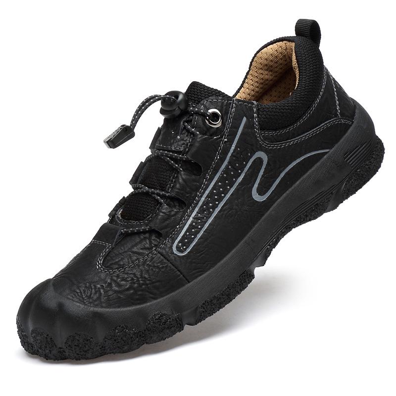 

Мужская весенне-осенняя обувь. Уличные альпинистские ботинки. Кожаная спортивная повседневная обувь. Нескользящая износостойкая кожаная обувь на платформе с большим носком. Походные ботинки. 45