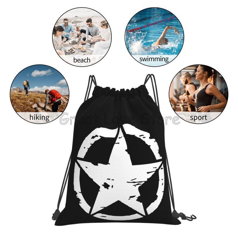 Custom Military Tactical Skull Star Drawstring Backpack Bags Women Men Lightweight Gym Sports Sackpack Sacks for Training