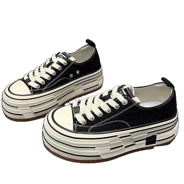 New thick-soled heightening niche design casual canvas shoes women's versatile fashion trendy shoes board shoes single shoes