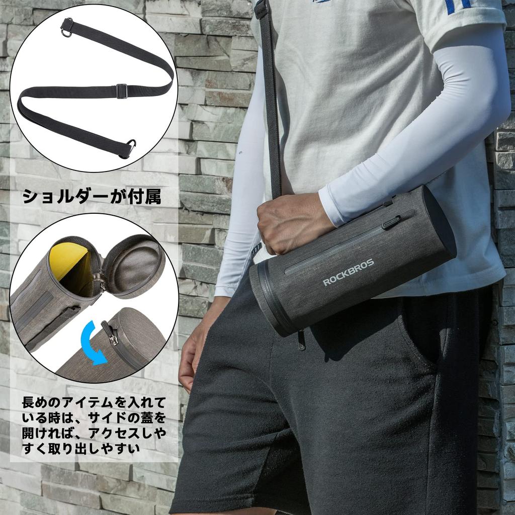 ROCKBROS Bicycle Front Handlebar Large Reflective Frame Top Tube Bag for Road Velcro Easy Black and Gold Bag, Bag, Multifunctional, Waterproof,