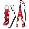 Fish Grip Fishing Fishing with High with Wrist Aluminum Red Set, Tackle, Pliers, Lock, Rust-Resistant, Lightweight, Hardness, Rope, Alloy, 2-Piece