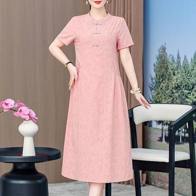 Robes d'été pour femmes, grande taille, manches courtes, décontractées, élégantes, longues, vêtements pour femmes d'âge moyen