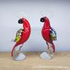 Hand Blown Glass Parrot Figurines Hand Made Crystal Animal Sculpture Modern Ornament Fengshui Table Centerpiece Home Decor Gift