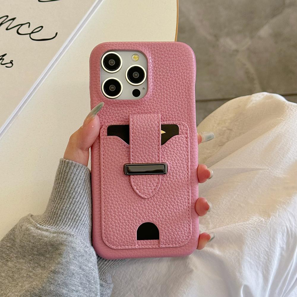 For iPhone 16 Pro Max Case with Card Slots Litchi Texture Leather+PET Phone Cover