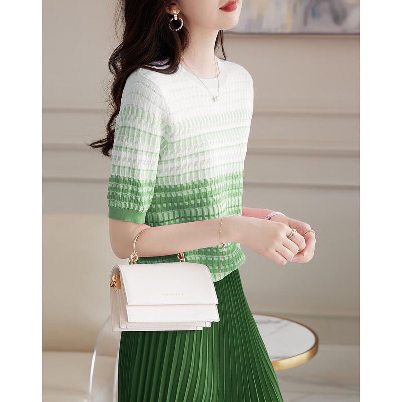 Demana Ice Hanf Colorblock Karomuster Jacquard Stricktop