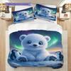 Polar Bear Pattern Bedding Quilt Set Quilt Cover Pillowcase Home Decoration Birthday Gift (1 * Duvet Cover + 2 * Pillowcase, Without Core)