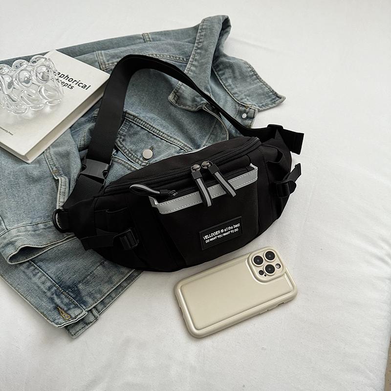 Geantă japoneză Harajuku reflectorizată pentru piept, pentru femei și bărbați, genți pentru talie, pentru studenți, pentru colaj, poșete și genți de mână