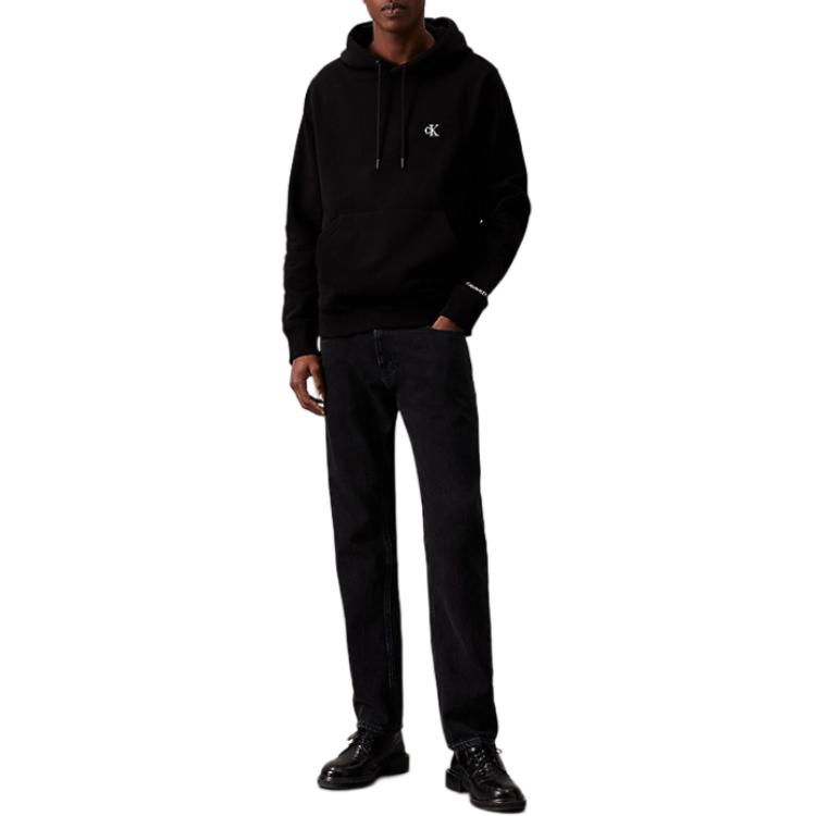 Calvin Klein Solid Color Letter Hoodie Long Sleeve Sweatshirt Men Tops Black J30J315713-BAE