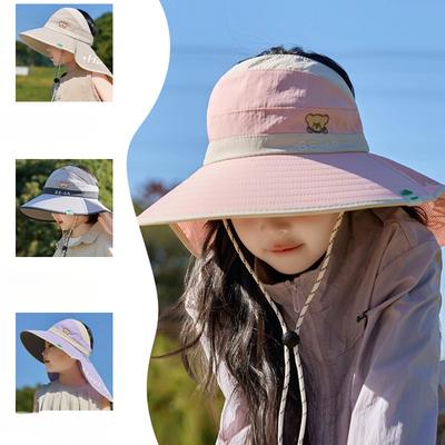 Sun Hat Big Brim Women's Face Covering Women's Summer UV Protection New Face Covering Shawl Fisherman's Hat Sun Protection Hat