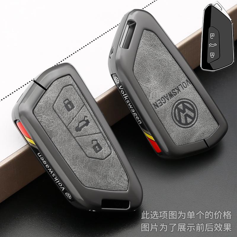 T26Leather Car Smart Remote Key Case Cover Protection Shell For VW Volkswagen