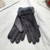 Suede Women's Gloves Single Line Hairy Winter Warm Outdoor Fleece Student Split Finger Touch Screen Gloves