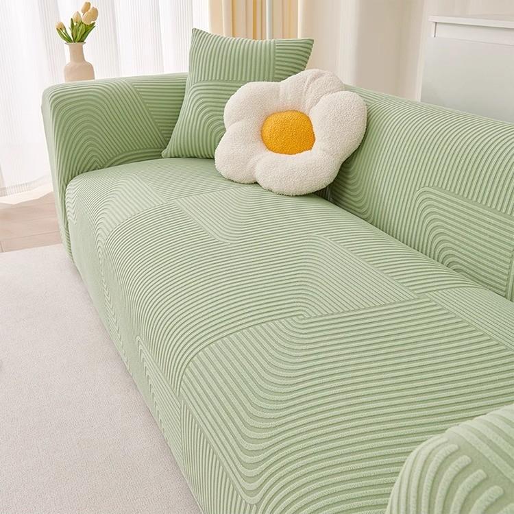 French Solid Striped Elastic Sofa Cover Four Seasons All Inclusive Non-Slip Sofa Cushion Stretch Adjustable Furniture Protector
