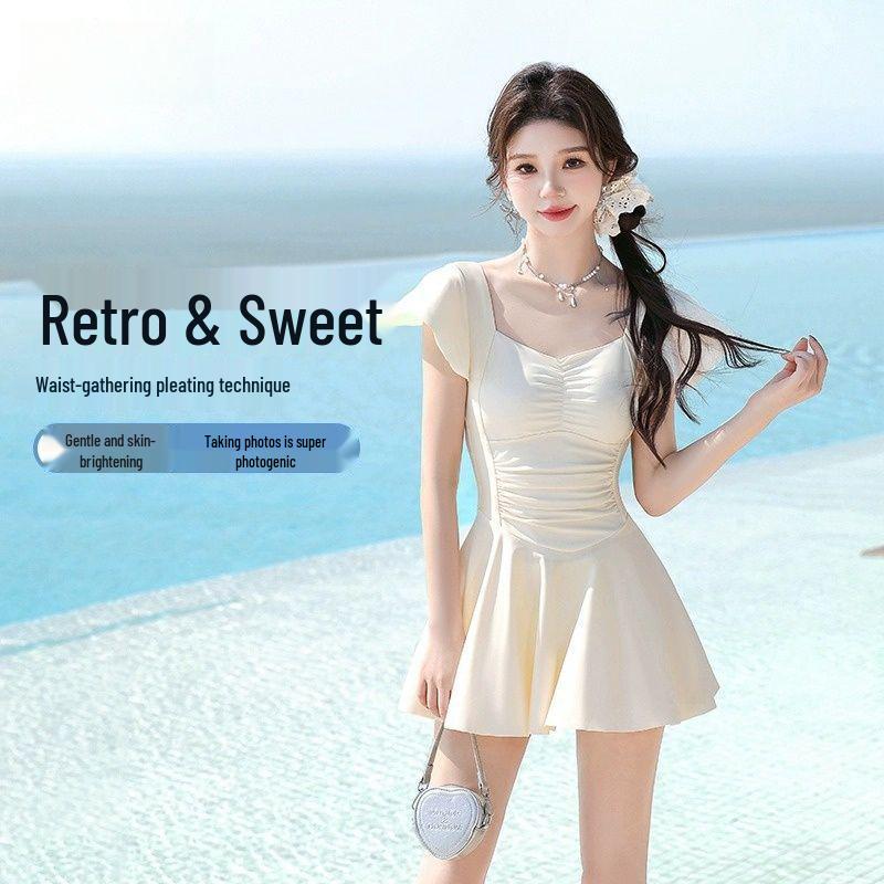 2025 Women's Elegant One-Piece Swimsuit: Conservative, Slimming, Skirt-Style, Sexy Hot Spring Swimwear