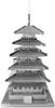 Tenyo Metallic Nano Puzzle, Famous Castles and Historical Buildings Series, Five-Story Pagoda (T-MN-047), Stainless Steel, No Glue Required, 0.2m