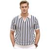Camisa Polo de Hombre a Rayas con Cuello - Verano Casual de Punto de Manga Corta SJ0158