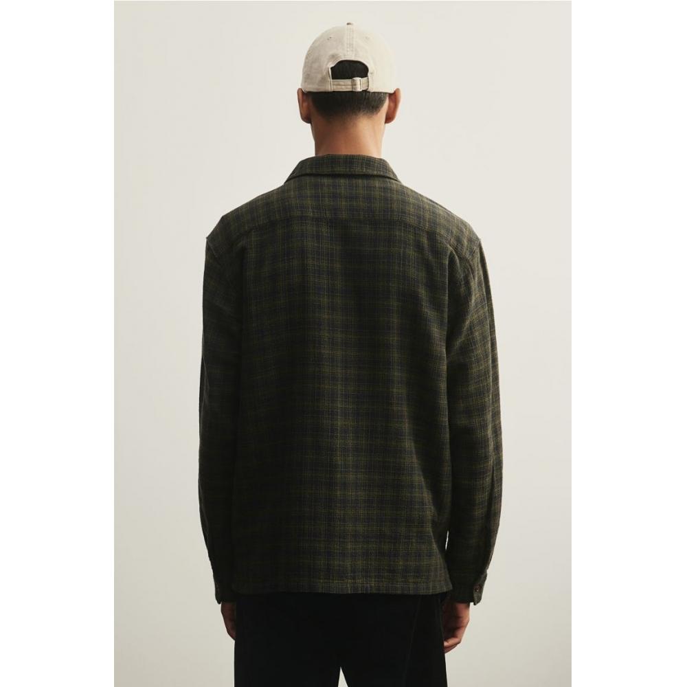 H M Cotton sHirt Regular Fit Dark Green cHeck