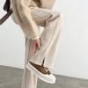 Women's Herringbone Fleece-Lined Wide-Leg Split Woolen Pants, Autumn/Winter 2025 - Slim-Fit Straight-Leg Design.