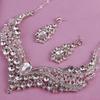 3Pcs Set Bridal Necklace Alloy Inlaid With Rhinestones Large Crystal Necklace Earrings Decor Wedding Dress Accessories Jewelry