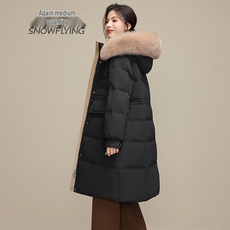 SNOWFLYING Women's Long Fox Fur Collar Thick Down Jacket