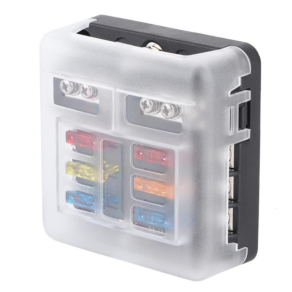 6-fach Sicherungskasten Flachsicherung Blockhalter mit LED-Kontrollleuchte für Automobil Auto Marine Boot